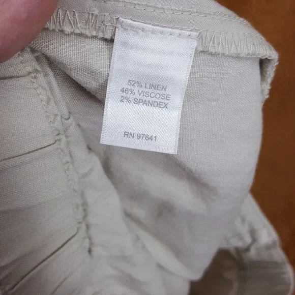 J. JILL Pants Womens Size 4 Tan Pull On Elastic Waist Straight Leg Linen Stretch - Picture 4 of 8